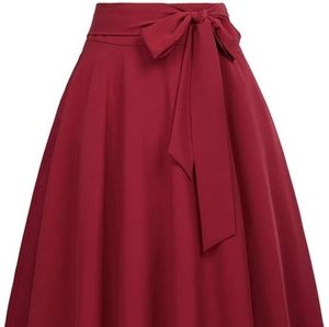 Women's High Waist A-Line Pockets Skirt Skater Flared Midi Skirt in Size M